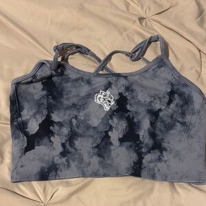 Gray Tie-Dye Sports Bra by Darc Sport